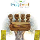 Juego de 4 Copas de Comunión Medianas de Madera de Olivo y Plato Kiddush - Juego de Comunión Tallado a Mano en Belén – para Culto en la Iglesia, Pastores y Ministerios
