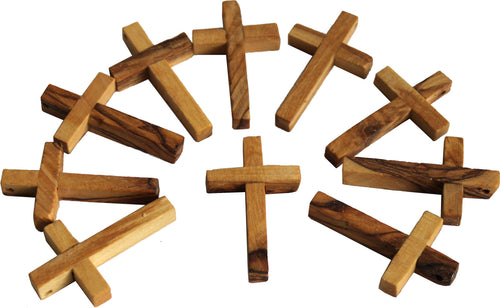 DIEZ cruces de rosario de madera de olivo de 50x30 mm (2x1.2") (10 cruces de madera de olivo como se muestra)