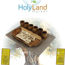 Holy Land Market Meal That Heals Olive Wood Communion Set - Six Cups and one Large Bread Plate