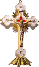 Holy Land Market Altar Table Crucifix - Church or Home Decor - Enamel Ornamented