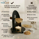 Brass Incense Burner kit - Candle and Incense and Two Mesh Screens, Adjustable Charcoal and Tea Light Bakhoor Burner for Resin, Myrrh, Copal and Bakhoor at Home, Church, Temple or Meditation Space