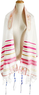 Mercado Tierra Santa Chal/Tallit mesiánico para mujeres - El Tallit del Mesías Rosa/Dorado