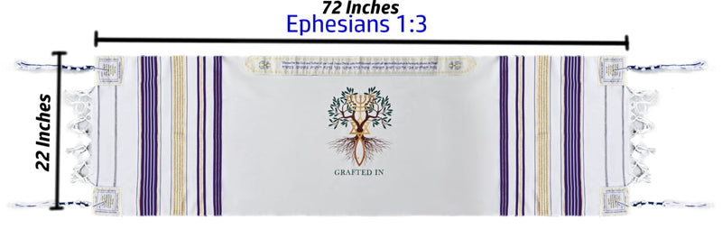 Holy Land Market Grafted IN - Messianic Christian Prayer Shawl/Tallit Prayer Shawl - Creation and Restoration Talit (Black)