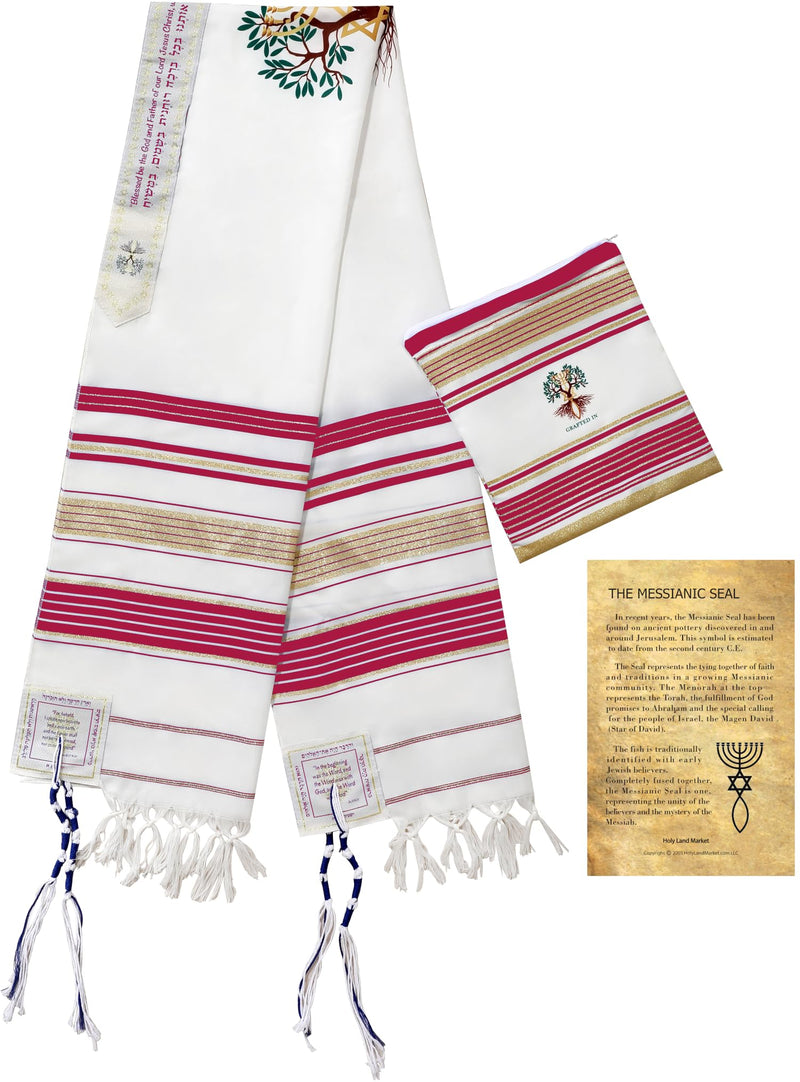 Holy Land Market Grafted IN - Messianic Christian Prayer Shawl/Tallit Prayer Shawl - Creation and Restoration Talit (Black)