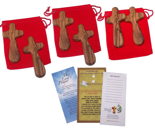 Cruz de palma de confort para manos medianas (3.8 pulgadas - 9.5 cm) del Mercado de Tierra Santa