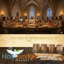 Holy Land Market 4 Medium Olive Wood Communion Cups & Plate Set KIddush - Communion Set Hand-Carved in Bethlehem – for Church Worship, Pastors & Ministries