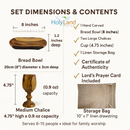 Holy Land Market Two Large Olive Wood Communion Cups & Plate Set Kiddush - Communion Set Hand-Carved in Bethlehem – for Church Worship, Pastors & Ministries