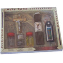 Holy Land Market Large Religious Sample Set with Certificate – Olive Wood Crucifix, 33 Candles, and Key Ring – Authentic Christian Gift from Bethlehem (8.5 inches long)