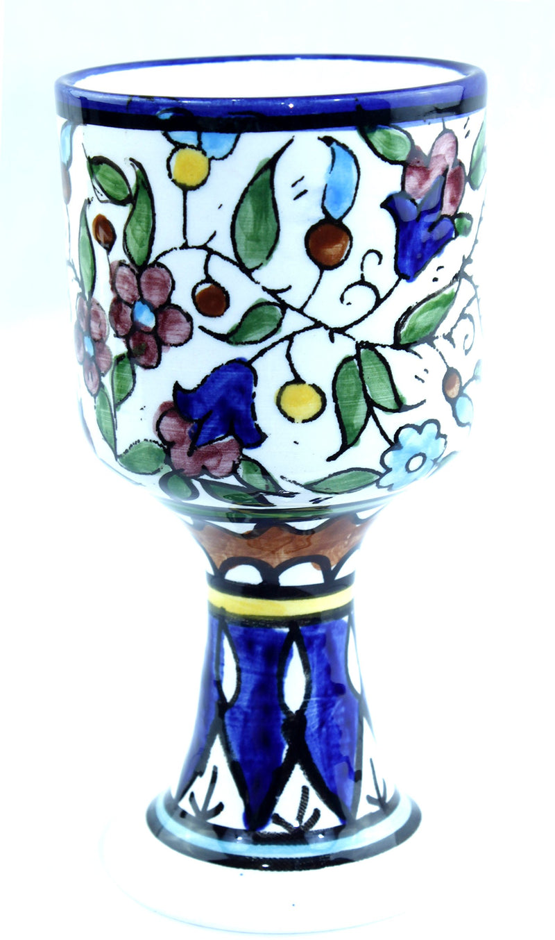 Miriam Seder Kiddush Ceramic Passover Cup or goblet and plate - 6 Inches - Asfour Outlet Trademark