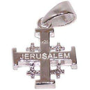 Sterling Silver Jerusalem Cross with Star- 2 Layers (1.6 cm or 0.65" without loop) - Thick and Solid