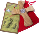 St. Michael with prayer engraved Hand Cross that will sit in your hand comfortably - ( 4.5 x 3.75 Inches )