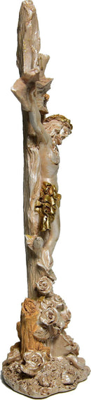 Crucifijo de Pie de Resina de Pascua de Primavera Florido del Mercado de Tierra Santa (27.5 cm o 11 Pulgadas)
