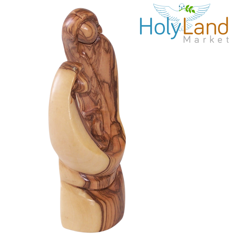 Holy Land Market Olive Wood Holy Family Statue - 6 Inch Wooden Nativity Set Figurine, Hand Carved in Bethlehem