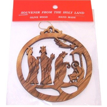 Holy Land Market Olive Wood Offering The Gifts Ornament (4.5" H)