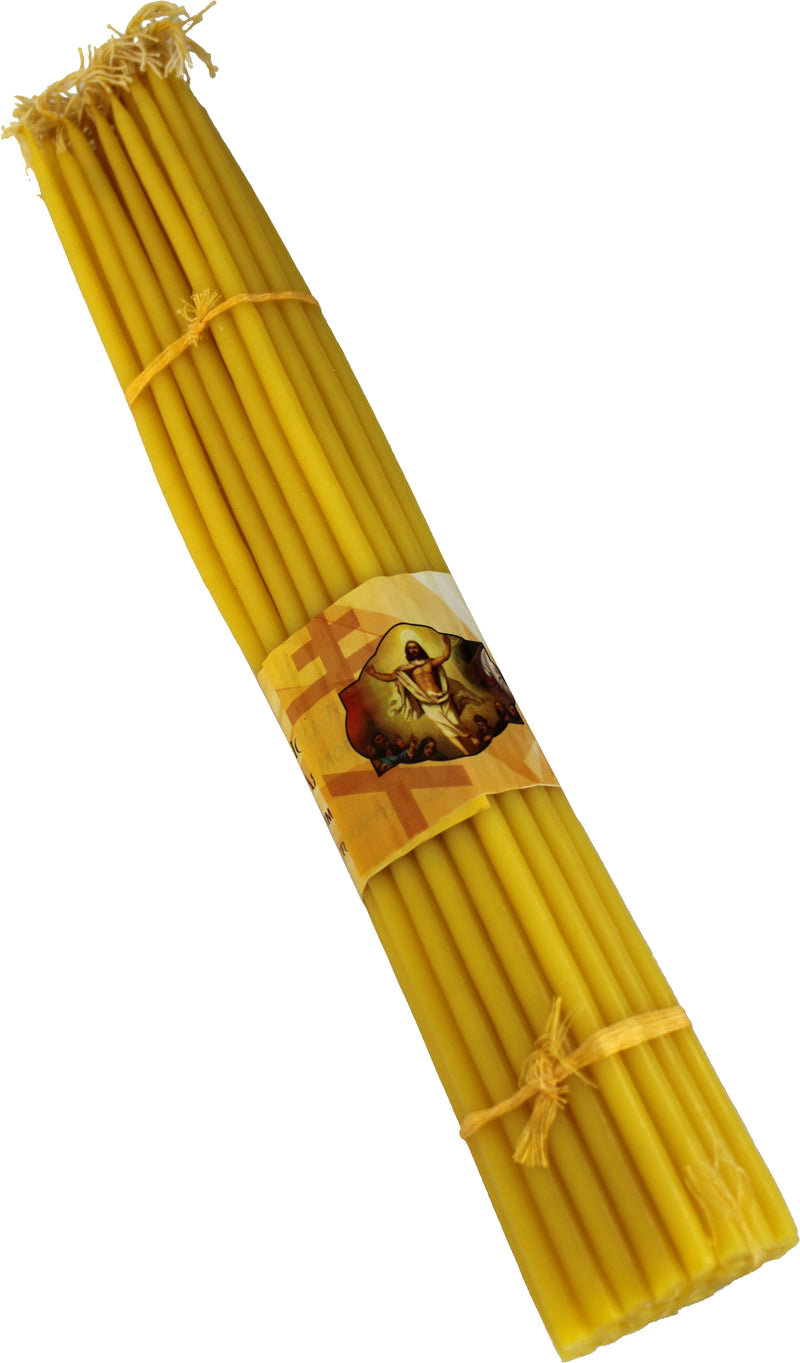 Holy Land Market Beeswax Holy Fire Easter Candles from Jerusalem - 33 Candles - Honey Color Candles