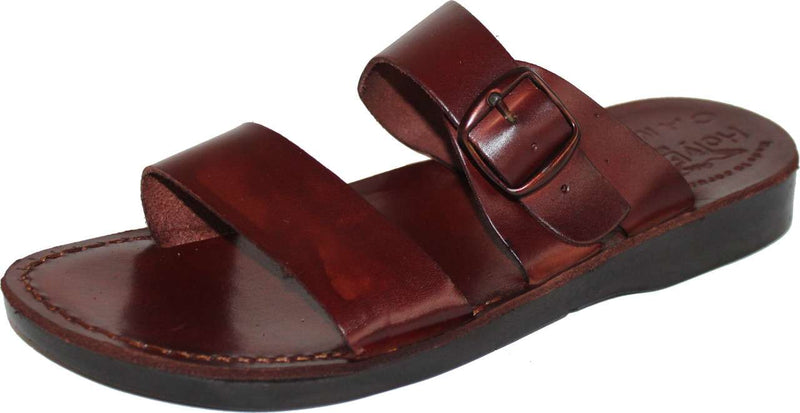 Men/Women Biblical Jesus Leather Sandals/Slides From Jerusalem (Andrew Style II)