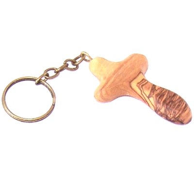 Olive Wood Comfort Holding Cross Key Chain - Cross is about 2.8 inches long