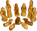 Holy Land Market Blind or Modern Faceless Intricate Design Olive Wood Nativity Set from Bethlehem