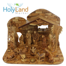 Conjunto de Pesebre de Madera de Olivo Extra Grande del Mercado de Tierra Santa - Tallado a Mano (15 Pulgadas de Ancho)