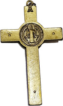 Crucifijo de rosario de San Benito dorado - Extra grande - Bronce grado A (7.5 cm-3 pulgadas)