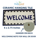 Holy Land Market Welcome Painted Tile from Jerusalem - 6x3 Inches - Asfour Outlet Trademark