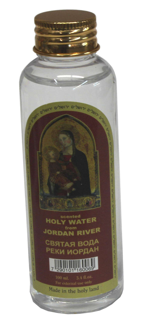 Agua bendita del río Jordán - 100 ml (3.4 fl. oz.) Madre María con un niño modelo