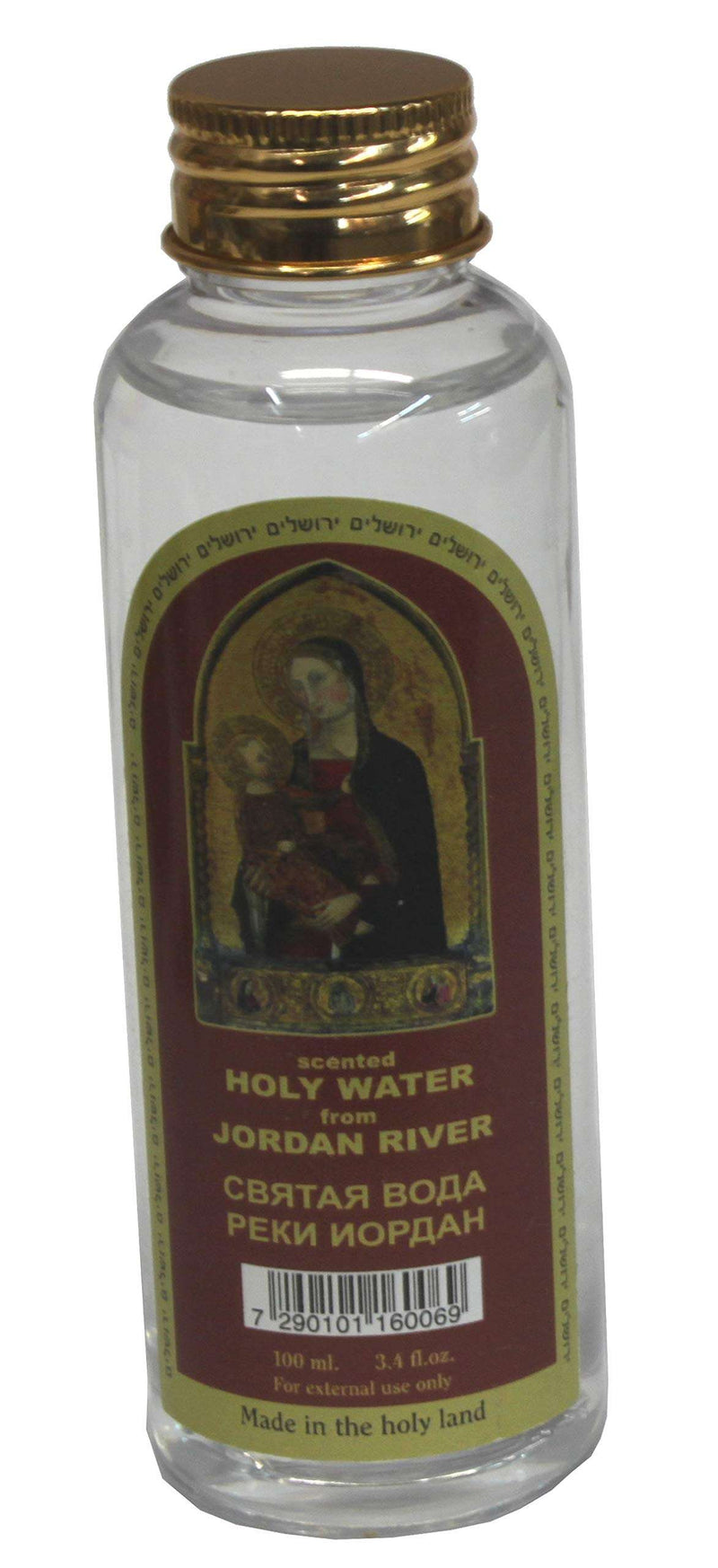 Agua bendita del río Jordán - 100 ml (3.4 fl. oz.) Madre María con un niño modelo