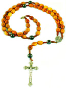 Rosary with Jerusalem Cross center and Hematite beads necklace - comes in velvet bag
