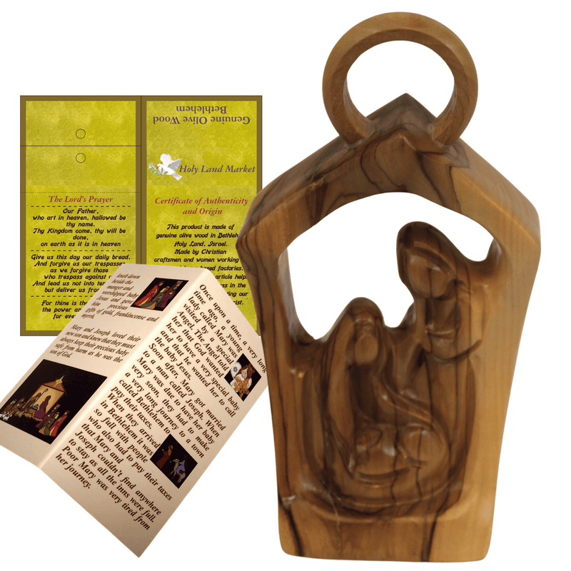 Conjunto de nacimiento de madera - Familia Sagrada estilo moderno (14.5 alto x 10 cm o 5.7x3.93")