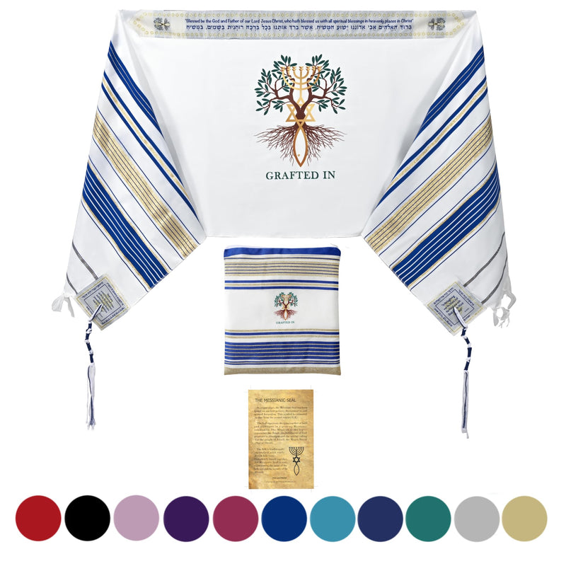 Holy Land Market Grafted IN - Messianic Christian Prayer Shawl/Tallit Prayer Shawl - Creation and Restoration Talit