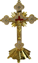 Holy Land Market Altar Table Crucifix - Church or Home Decor - Enamel Ornamented