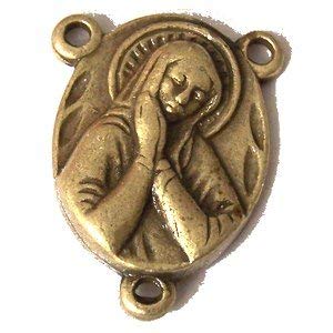 Sacred Heart of Jesus - Mary center piece - Bronze (2.3cm-0.9")