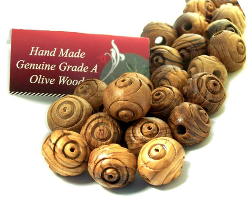 Cuentas de Rosario de Madera de Olivo Talladas de 18 mm (60 cuentas) - Madera de Olivo de Belén