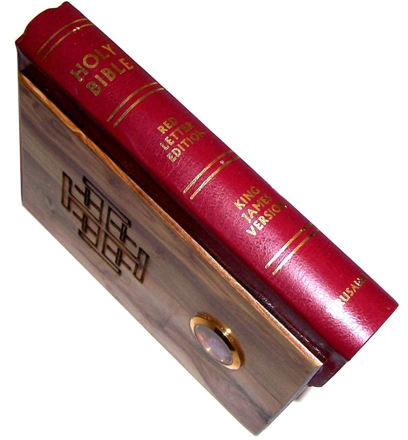 Olive Wood Millennium Bible with 'Incense' ~ Red-letter King James Version of the Old and the New Testament