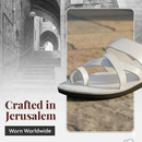 Holy Land Market Men/Women Biblical Jesus Leather Sandals/Slides From Jerusalem (White Shepherd's Field II)