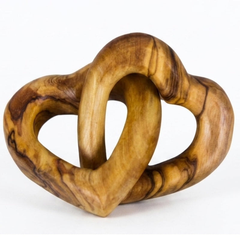 Olive Wood Interlocked Hearts – Handcrafted in Bethlehem by Christian Artisans | Symbol of Eternal Love, Unity & Faith | Perfect Wedding, Anniversary, or Valentine’s Gift