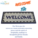 Holy Land Market Welcome Painted Tile from Jerusalem - 6x3 Inches - Asfour Outlet Trademark