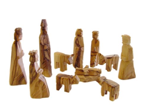 Holy Land Market Olive Wood Miniature Set with Stable 12 Pieces