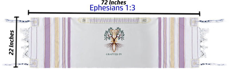 Holy Land Market Grafted IN - Messianic Christian Prayer Shawl/Tallit Prayer Shawl - Creation and Restoration Talit