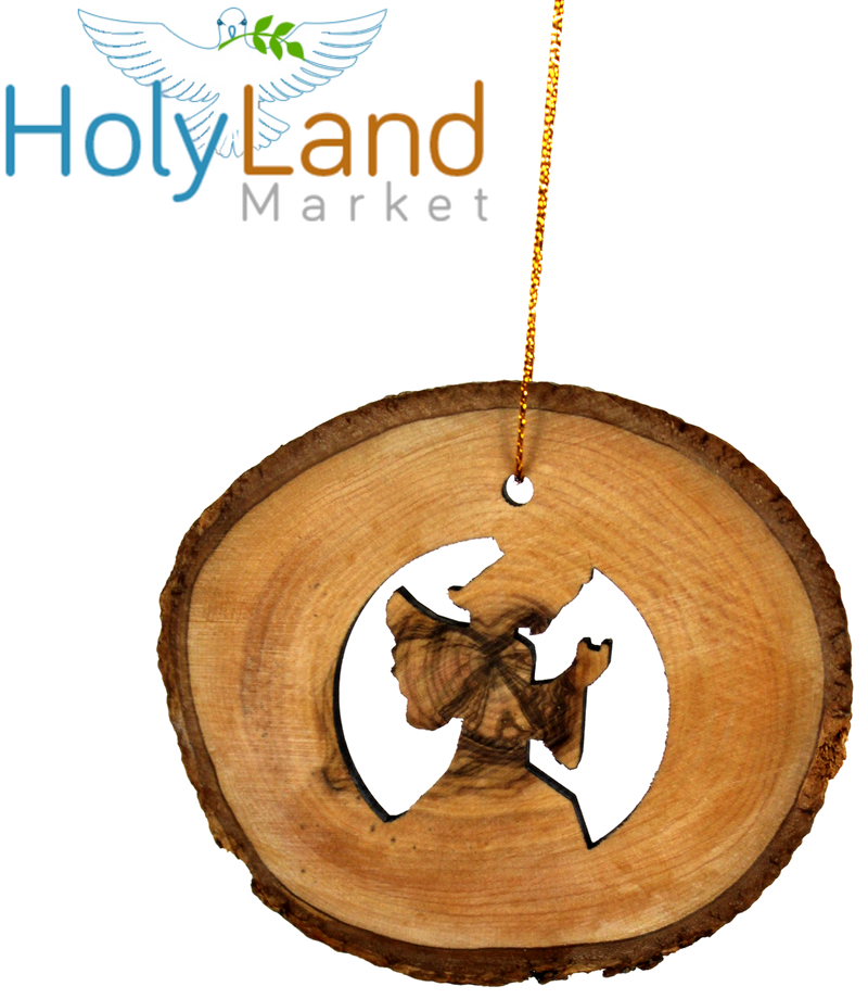 Holy Land Market Complete 7-Piece Olive Wood Bark Ornament Set - Inspirational Natural Wooden Christmas Decorations, Hand Carved in Bethlehem - Unique Christmas Ornaments & Decor Nativity Story Set