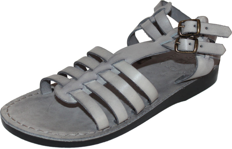 Holy Land Market Unisex Adults/Children Genuine Leather Biblical Sandals/Flip Flops/Slides/Slippers (Jesus - Yashua) Jeremiah Grey Style