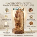 Behold I Stand at the Door Olive Wood Statue (6.7”) – Hand-Carved Jesus Figure from Bethlehem – Christian Gift of Faith, Prayer & Home Blessing – Holy Land Artisan Craft with Certificate