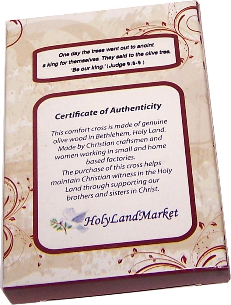 El paquete de regalo Holy Land Market incluye Comfort Cross con caja de regalo, dos certificados y una bolsa de terciopelo