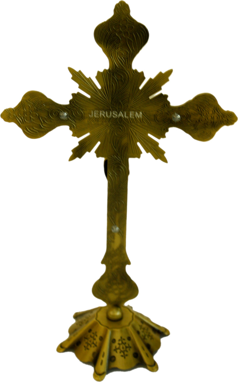 Holy Land Market Altar Table Crucifix - Church or Home Decor - Enamel Ornamented