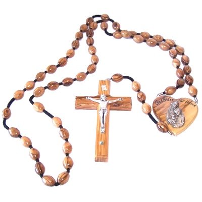 Holy Land Market Olive Wood Wall Rosary ( 39 Inches Long )