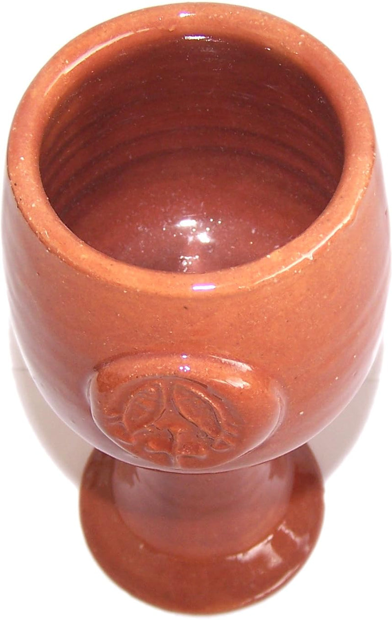 Holy Land Market Terra Cotta Biblical Wine Goblet Communion Chalice - Brown