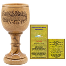 Copa del Mercado de Tierra Santa - Cáliz Tallado con la Última Cena - Madera de Olivo Oscuro (8 Pulgadas de Grande) - Profundo (Capacidad de 5.5 Onzas)