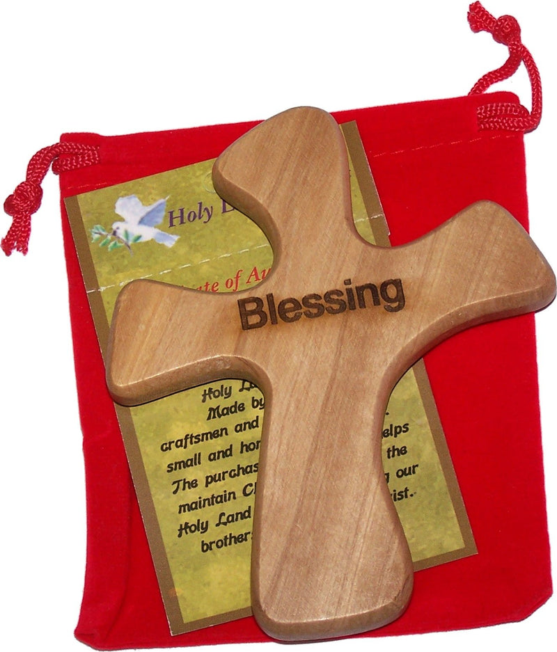 Hand Cross that will sit in your hand comfortably - BLESSING - model ( 4.5 x 3.75 Inches )