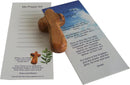 Pequeñas cruces de madera de olivo de bolsillo / sostén del Mercado de Tierra Santa con certificados (2.5 pulgadas).