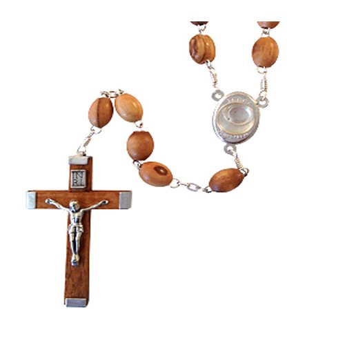 Holy Land Imports Olive Wood Rosary With Water from the River Jordan